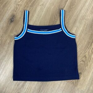 St. John Navy Santana Knit Tank Top Petite Resort Travel Vacation